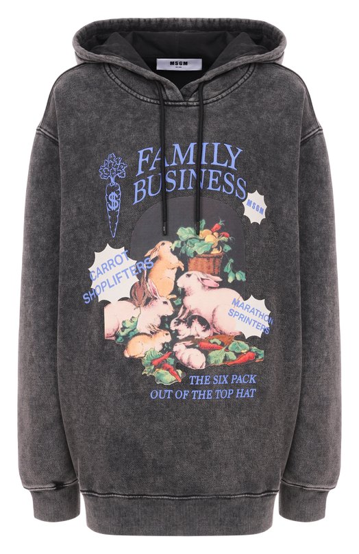 Хлопковое худи MSGM 3941MDM111SE/257584 Серый 3941MDM111SE/257584