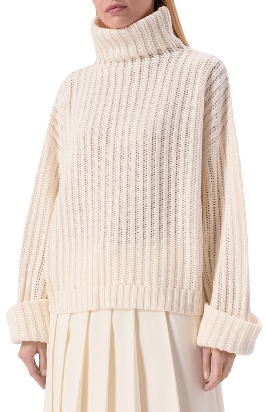 Кашемировый свитер Brunello Cucinelli M52532724 Кремовый  M52532724 Фото 3