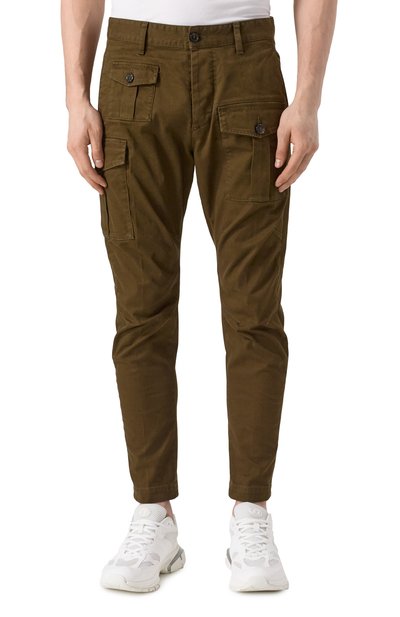 Хлопковые брюки-карго DSQUARED2 хаки цвета по цене 67500 руб., арт. S74KB0818/S39021, фото 3 Хлопковые брюки-карго DSQUARED2, арт. S74KB0818/S39021, фото 3