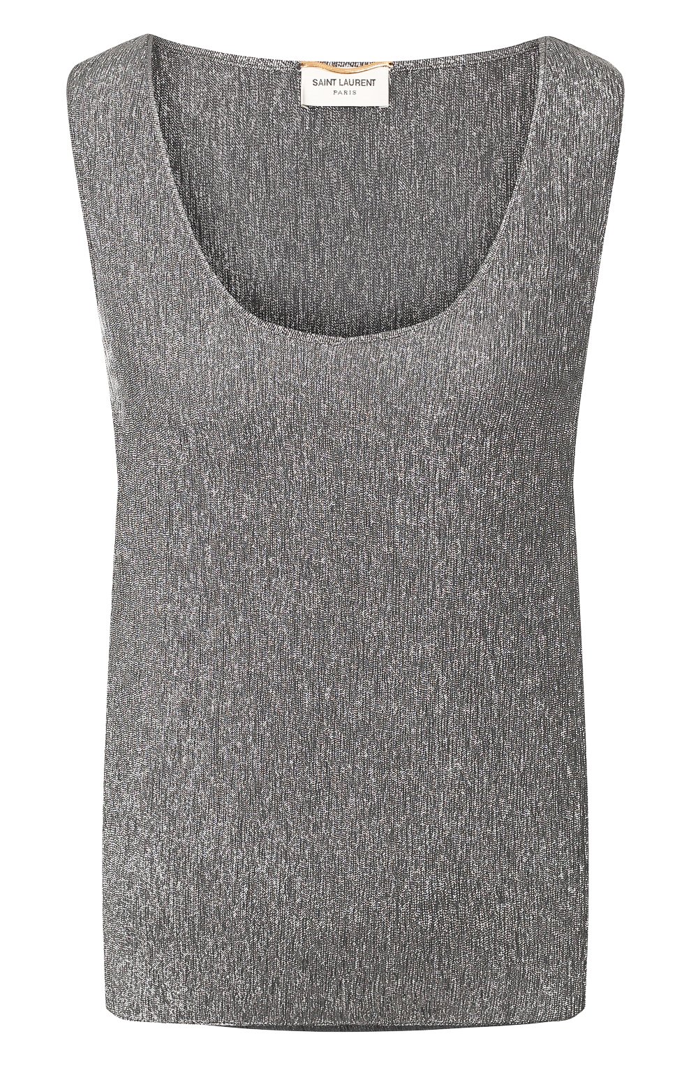 Шелковый топ SAINT LAURENT серого цвета по цене 89600 руб., арт. 606943/Y3A60, фото 1 Шелковый топ SAINT LAURENT, арт. 606943/Y3A60, фото 1