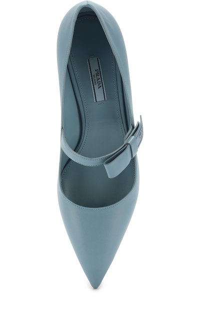 Кожаные туфли с ремешком на каблуке kitten heel PRADA, арт. 1I377I-11-F0637-55, фото 5
