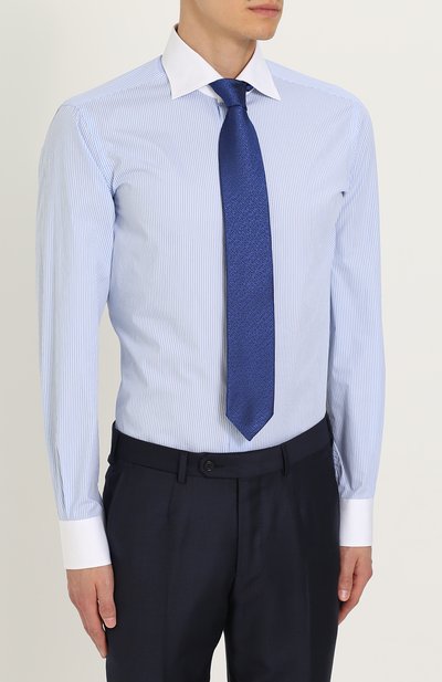 Хлопковая сорочка с воротником акула KITON, арт. UCIH0601901002, фото 4