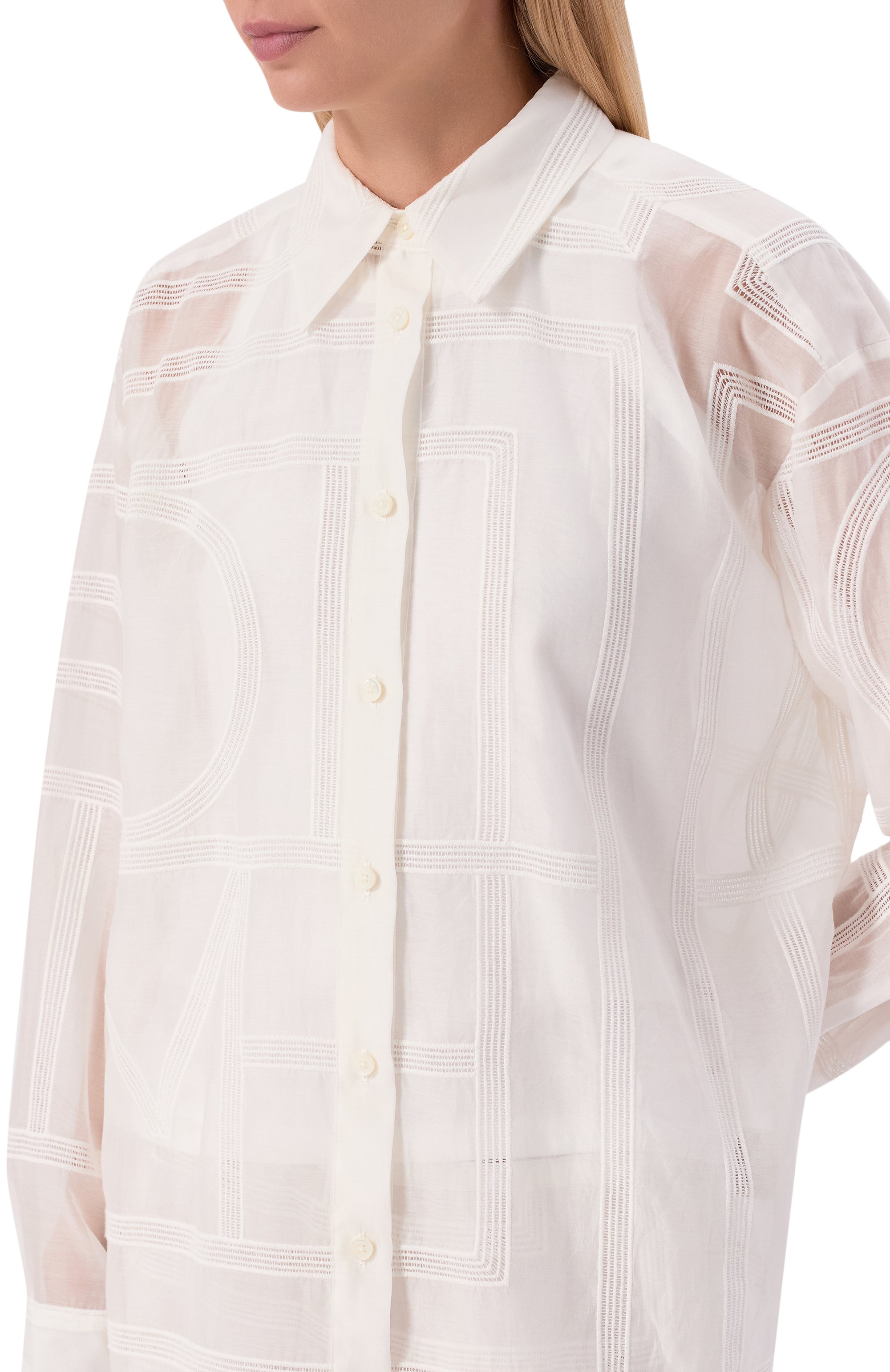 Рубашка из хлопка и шелка TOTEME, арт. 253-WRT0480-FB0441, фото 5