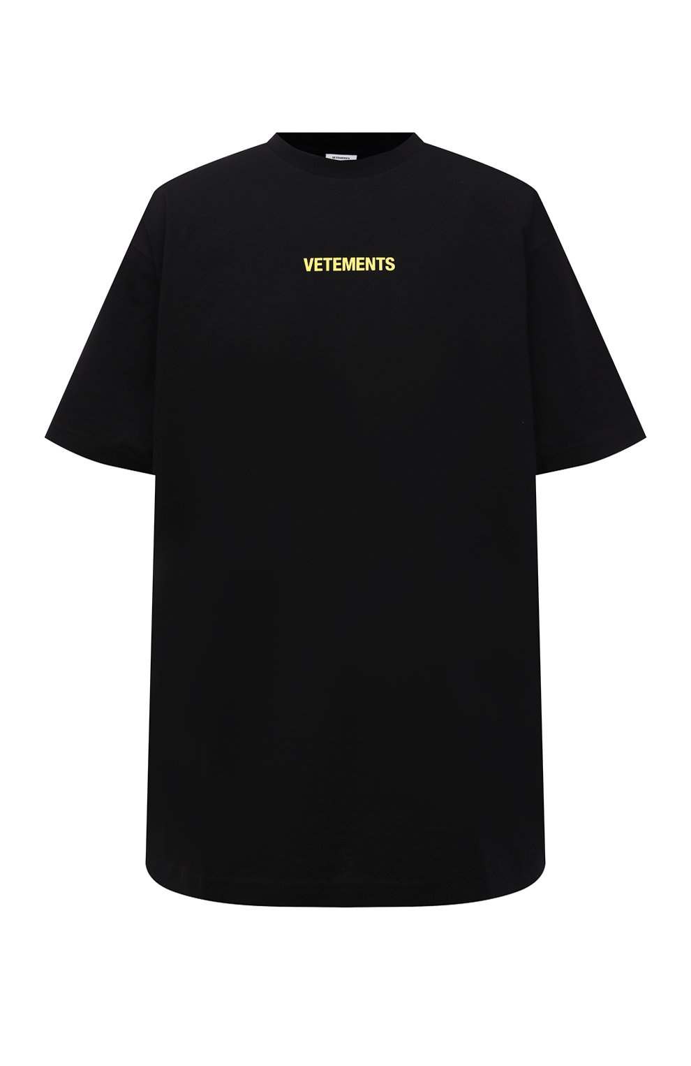 Хлопковая футболка VETEMENTS черного цвета по цене 42550 руб., арт. UE52TR120X 1602/W, фото 1 Хлопковая футболка VETEMENTS, арт. UE52TR120X 1602/W, фото 1