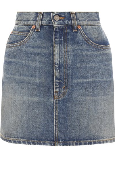 Джинсовая мини-юбка с потертостями и вышивкой GUCCI, арт. 467267/XRA15, фото 1