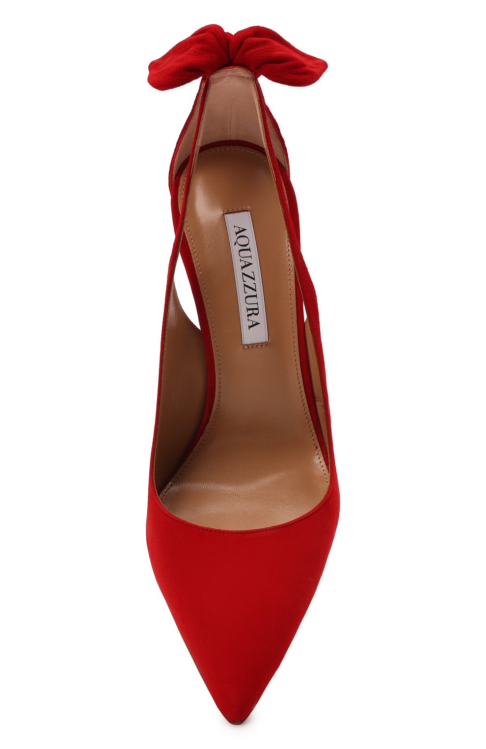 Замшевые туфли bow tie 105 AQUAZZURA красного цвета по цене 76950 руб., арт. DENHIGP0-SUE-F00, фото 5 Замшевые туфли bow tie 105 AQUAZZURA, арт. DENHIGP0-SUE-F00, фото 5