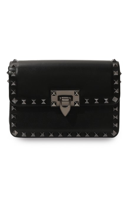 Женская сумка rockstud23 small VALENTINO черного цвета, арт. 3W2B0M42QYV 0NO | Фото 1 (Ремень/цепочка: На ремешке; Размер: small; Драгоценные камни: Проставлено; Материал сплава: Проставлено; Материал: Натуральная кожа)