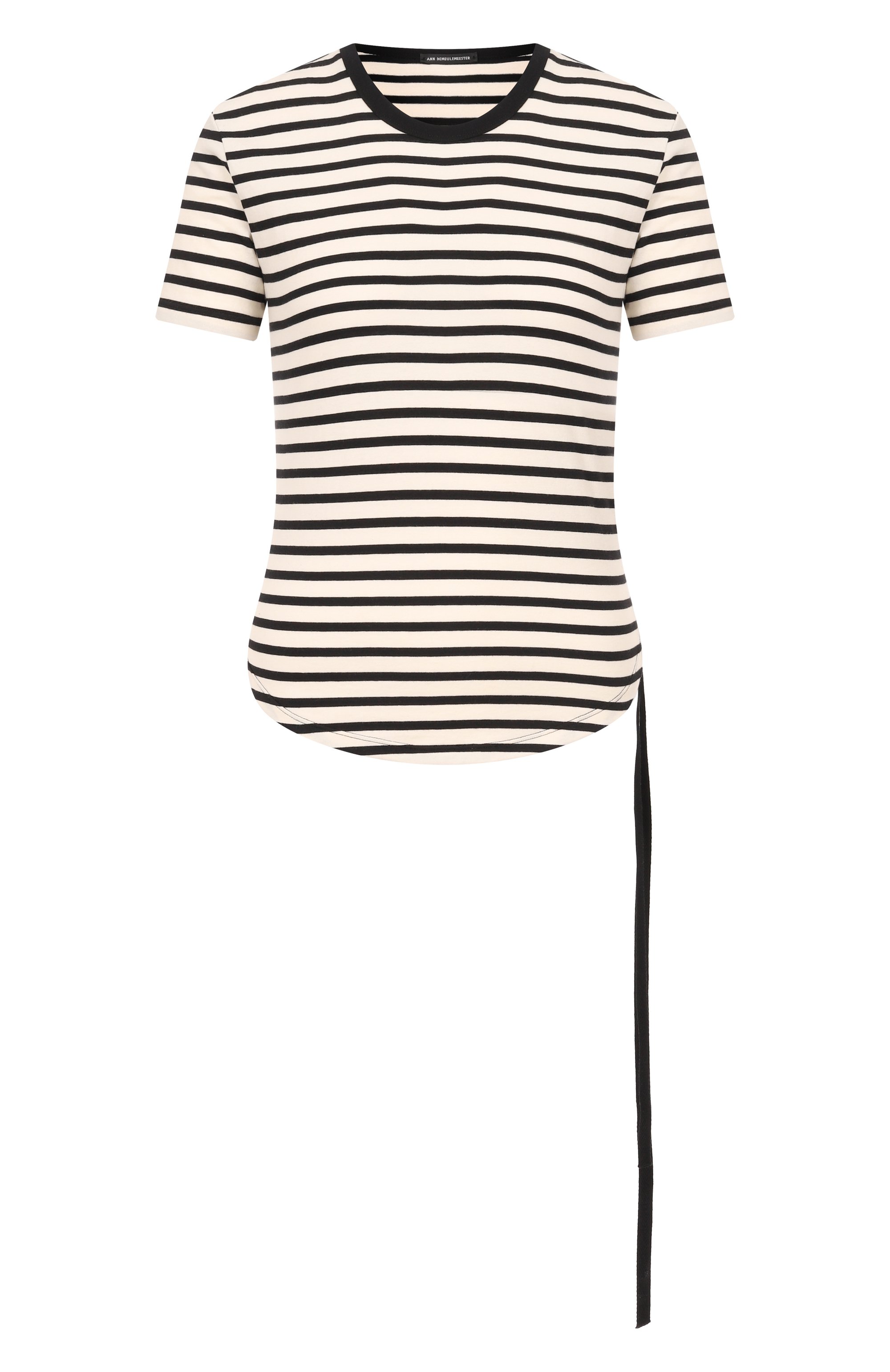 Хлопковая футболка ANN DEMEULEMEESTER черно-белого цвета по цене 32800 руб., арт. B0013839/FA717, фото 1 Хлопковая футболка ANN DEMEULEMEESTER, арт. B0013839/FA717, фото 1