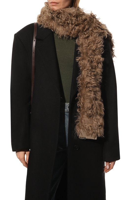 Меховой шарф из овчины DROMe Бежевый, фото 2