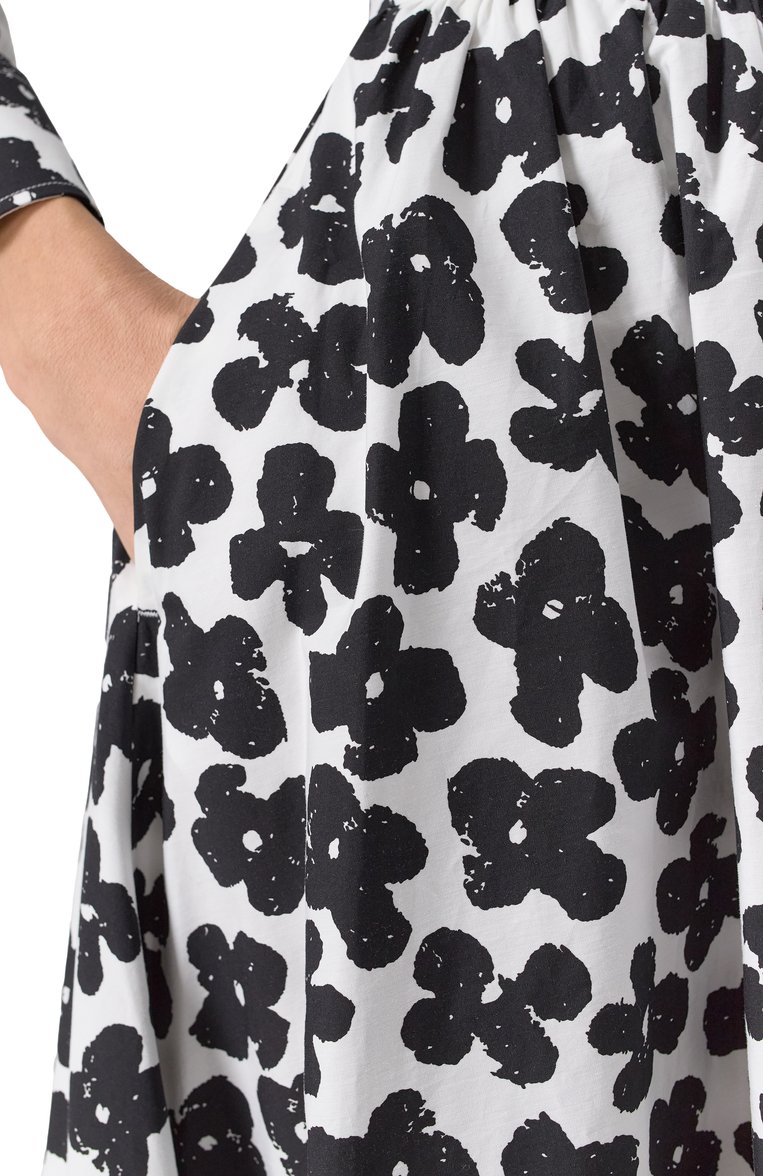 Женская хлопковая юбка MSGM черно-белого цвета, арт. 3841MDD28X/257153 | Фото 5 (Драгоценные камни: Проставлено; Длина Ж (юбки, платья, шорты): Миди; Материал сплава: Проставлено; Кросс-КТ: костюм; Стили: Романтичный; Материал внешний: Хлопок)