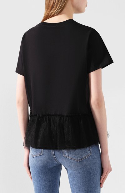 Хлопковая футболка REDVALENTINO черного цвета по цене 25650 руб., арт. TR0MG06C/549, фото 4 Хлопковая футболка REDVALENTINO, арт. TR0MG06C/549, фото 4