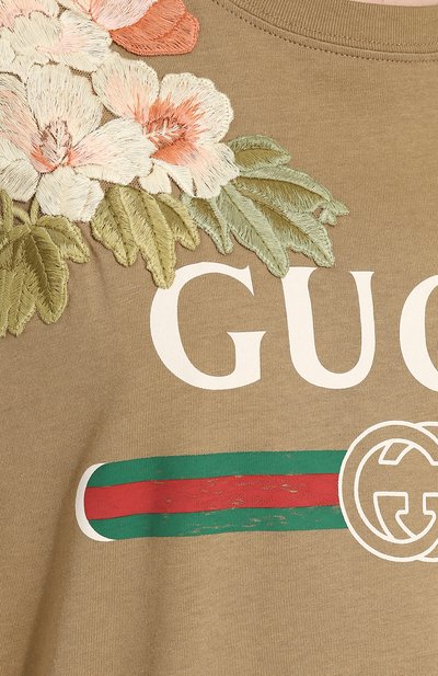 Хлопковая футболка свободного кроя с логотипом бренда GUCCI, арт. 492347/X3L13, фото 5