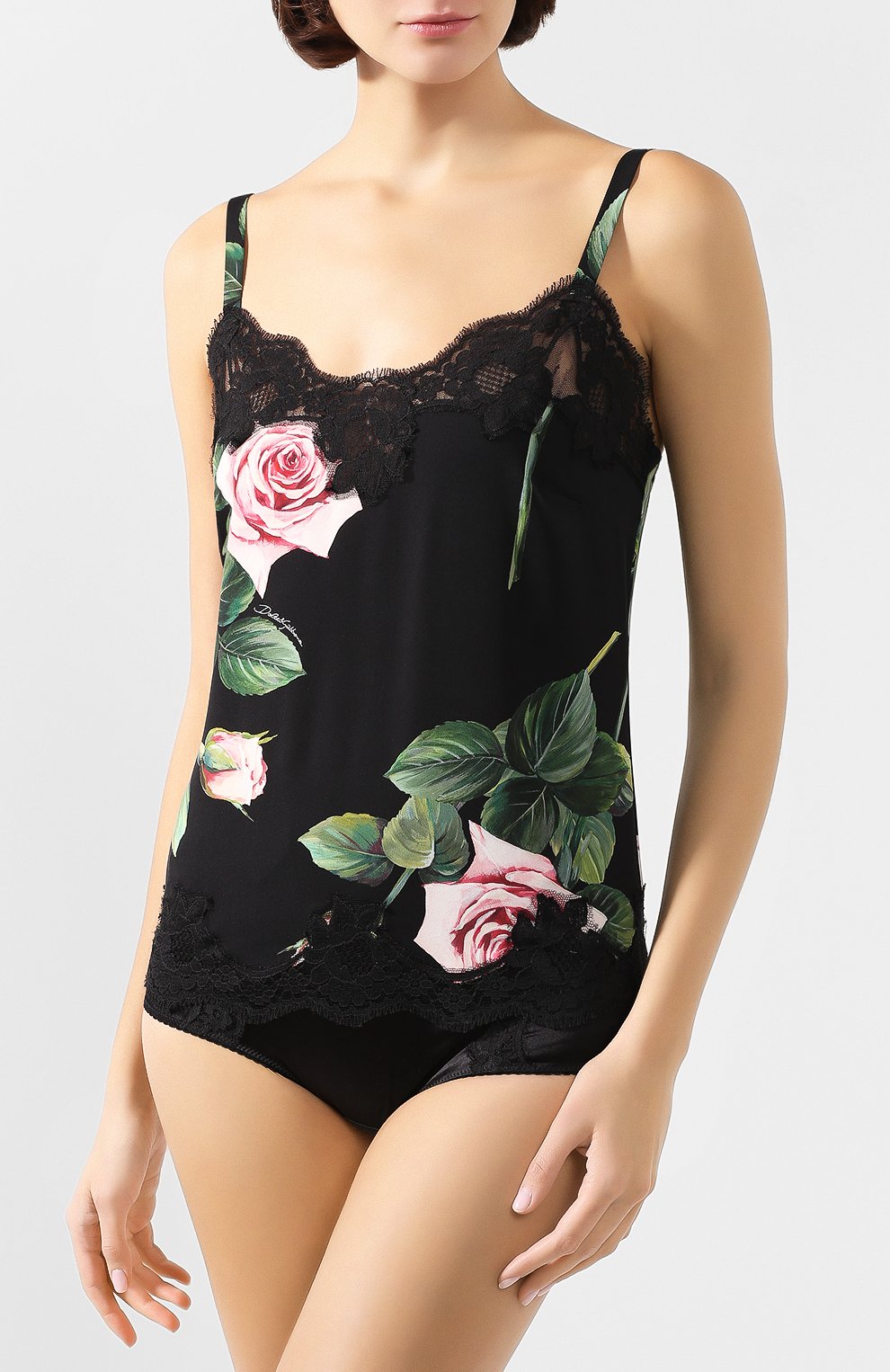 Шелковая майка DOLCE & GABBANA черного цвета по цене 59950 руб., арт. 07A00T/FSAZD, фото 3 Шелковая майка DOLCE & GABBANA, арт. 07A00T/FSAZD, фото 3