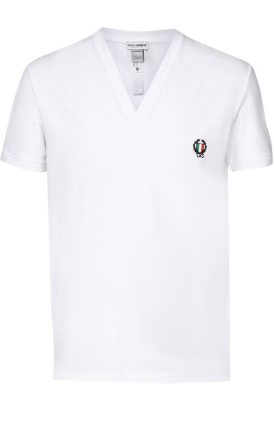 Хлопковая футболка с v-образным вырезом DOLCE & GABBANA, арт. 0121/N8A05J/00020, фото 1