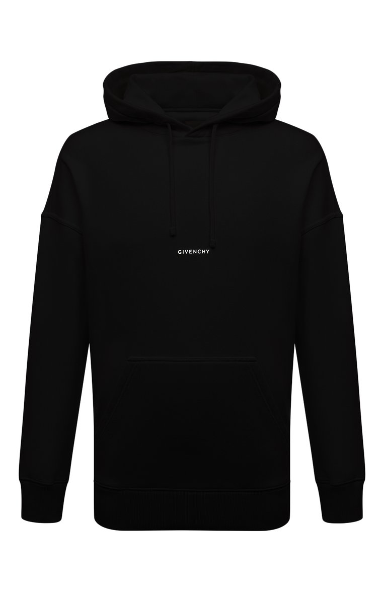 Мужской хлопковое худи GIVENCHY черного цвета, арт. BMJ0HC3Y9Z | Фото 1 (Длина (для топов): Стандартные; Рукава: Длинные; Материал внешний: Хлопок; Принт: Без принта; Мужское Кросс-КТ: Худи-одежда; Стили: Кэжуэл)