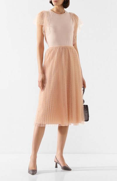 Хлопковая футболка REDVALENTINO розового цвета по цене 15350 руб., арт. TR3MG03Y/4UH, фото 2 Хлопковая футболка REDVALENTINO, арт. TR3MG03Y/4UH, фото 2