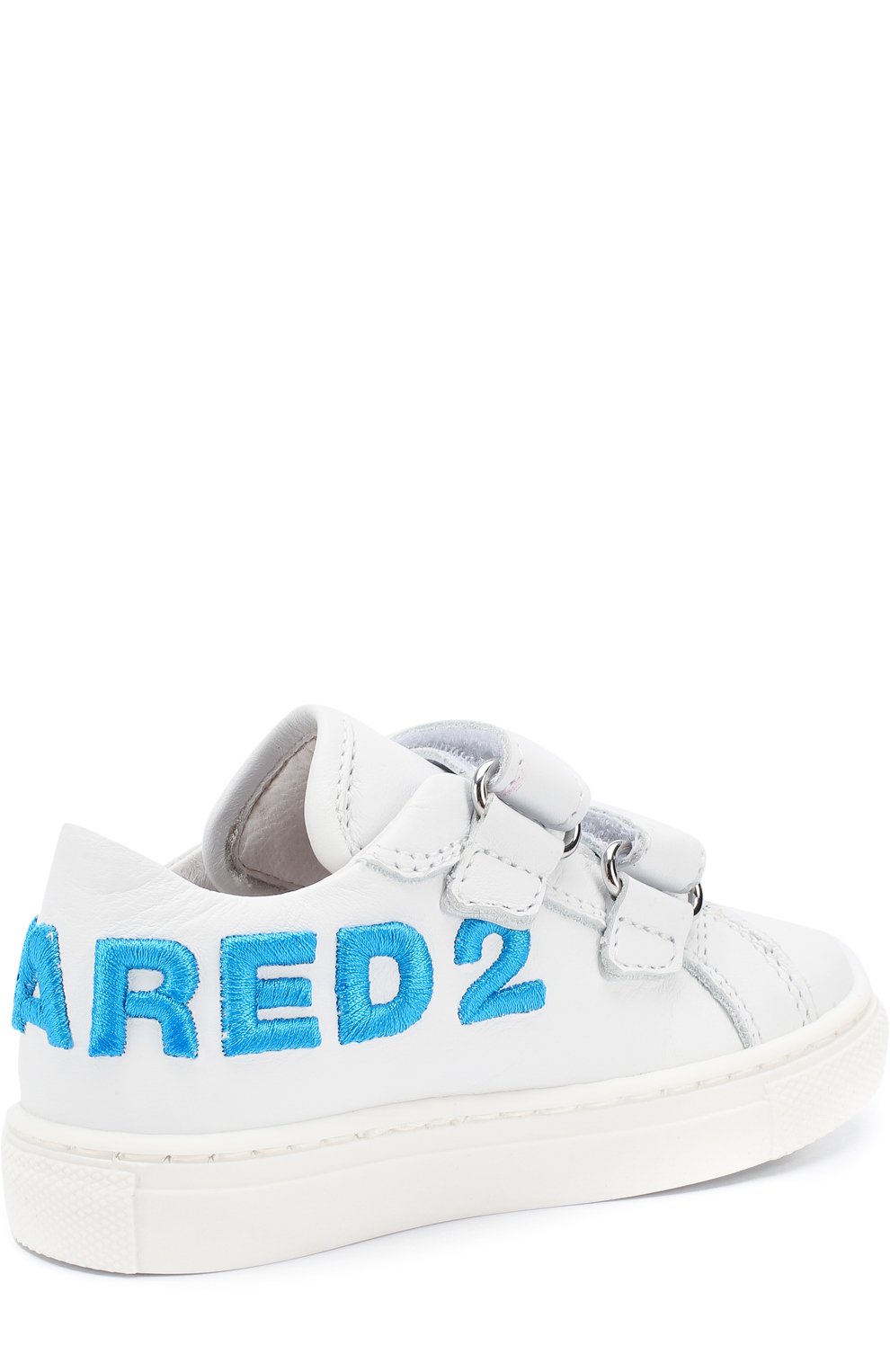 Кожаные кеды с застежками велькро и вышивкой DSQUARED2 белого цвета по цене 23300 руб., арт. 54097/16-27, фото 3 Кожаные кеды с застежками велькро и вышивкой DSQUARED2, арт. 54097/16-27, фото 3