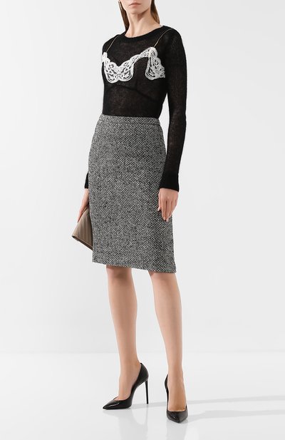 Юбка REDVALENTINO черно-белого цвета по цене 21750 руб., арт. SR0RAD00/41B, фото 2 Юбка REDVALENTINO, арт. SR0RAD00/41B, фото 2