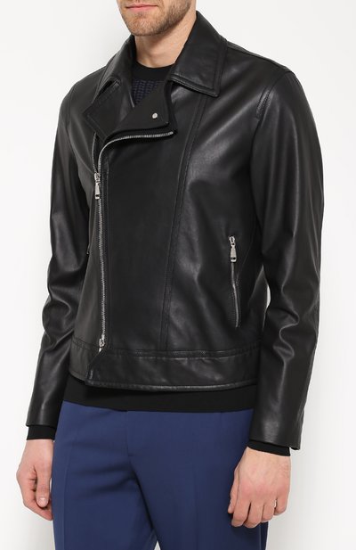 Кожаная куртка с косой молнией и отложным воротником BRIONI, арт. PL05/P6717, фото 3