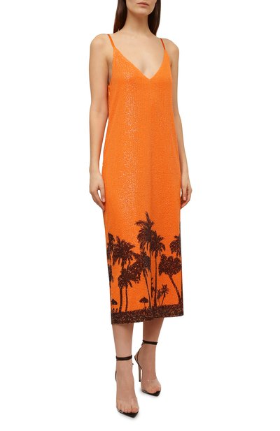 Платье с пайетками IN THE MOOD FOR LOVE оранжевого цвета по цене 59950 руб., арт. N0A HAWAIIAN PRINTED DRESS, фото 2 Платье с пайетками IN THE MOOD FOR LOVE, арт. N0A HAWAIIAN PRINTED DRESS, фото 2