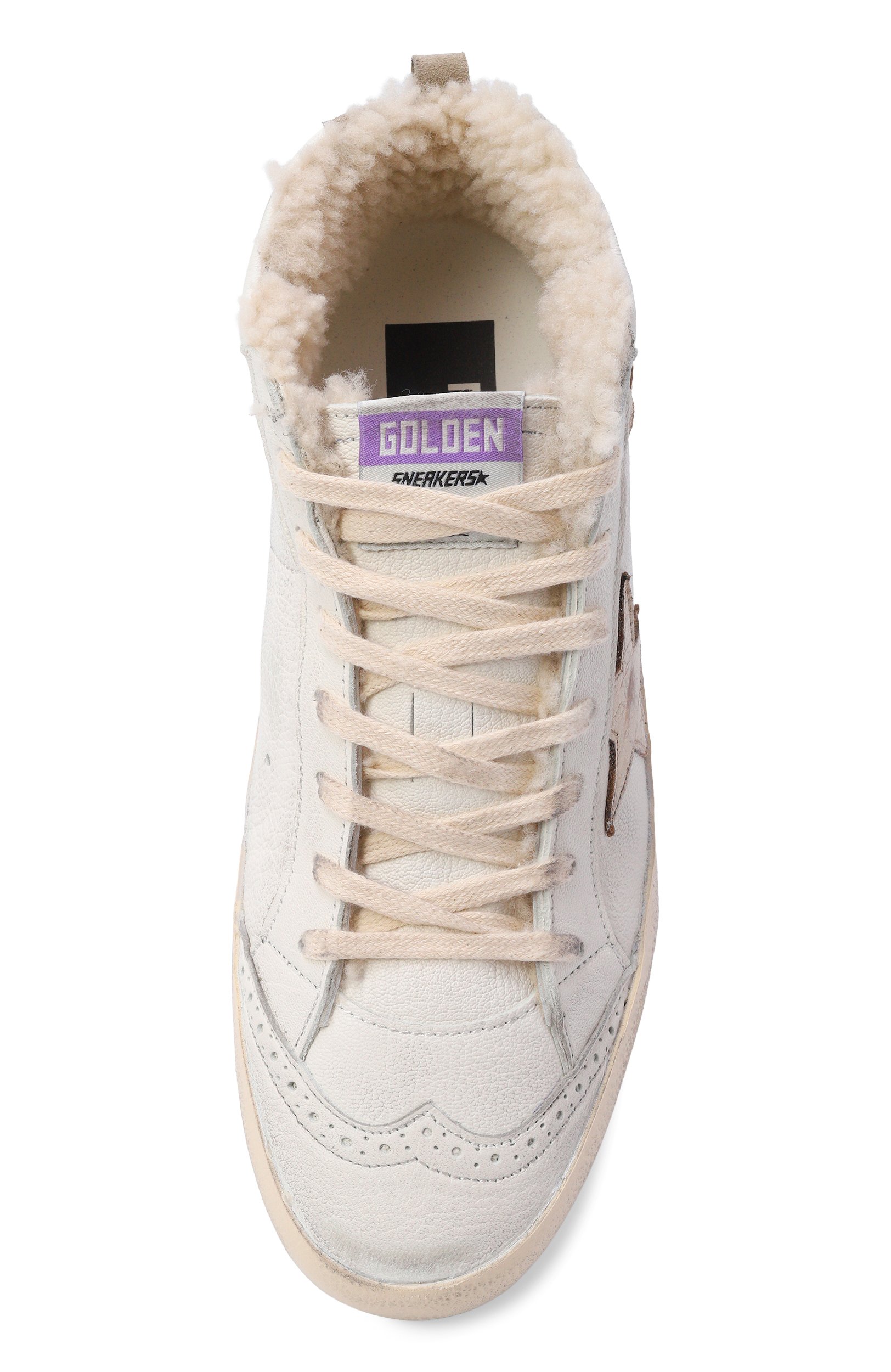 Кожаные кеды mid star GOLDEN GOOSE DELUXE BRAND молочного цвета по цене 94050 руб., арт. GWF00122.F003373, фото 6 Кожаные кеды mid star GOLDEN GOOSE DELUXE BRAND, арт. GWF00122.F003373, фото 6