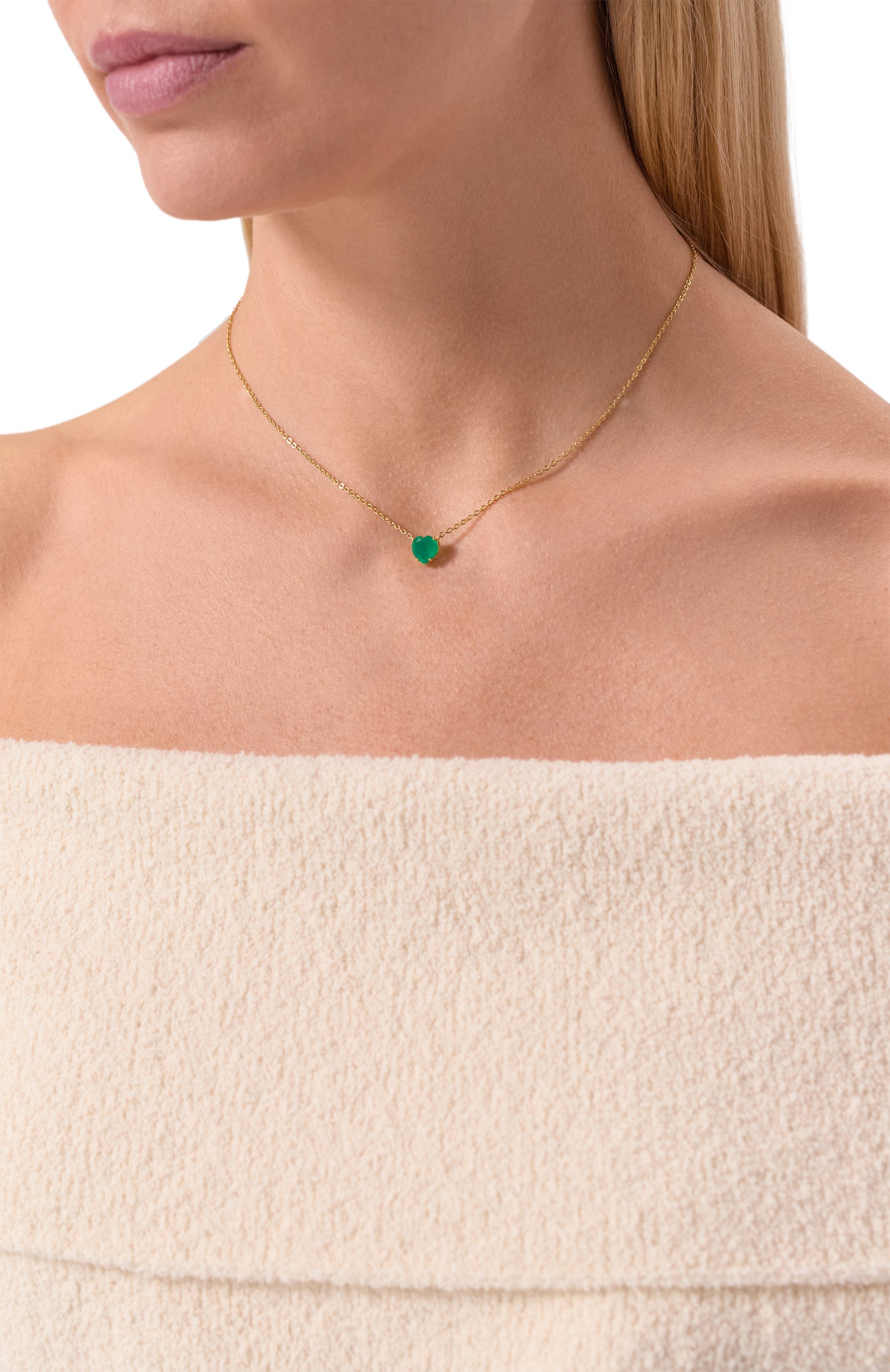 Кулон c агатом cartoon hearts MOONKA зеленого цвета по цене 12900 руб., арт. HRT-925YG-NK-AGT-GR, фото 2 Кулон c агатом cartoon hearts MOONKA, арт. HRT-925YG-NK-AGT-GR, фото 2