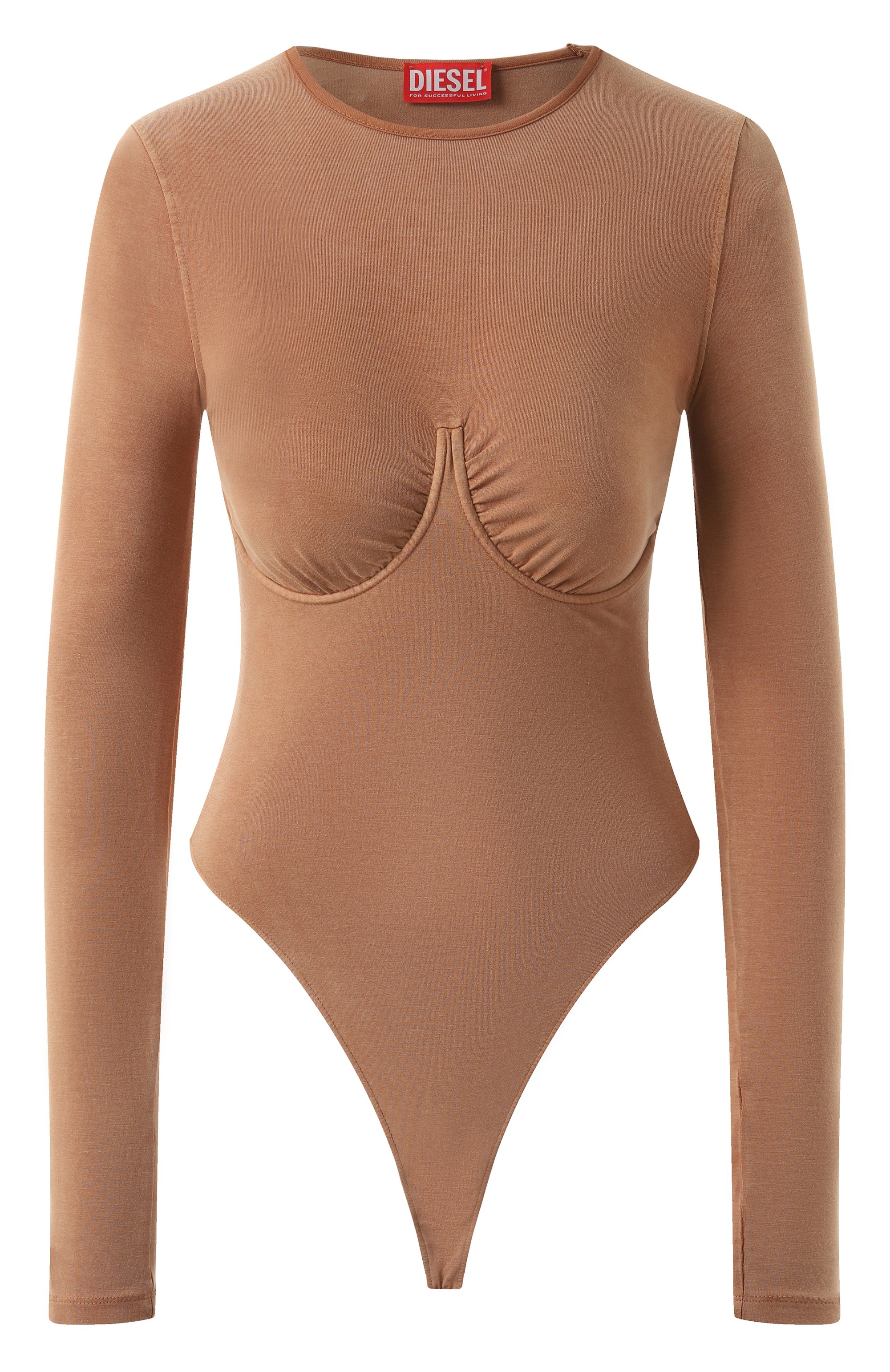 Боди из вискозы DIESEL темно-бежевого цвета по цене 35150 руб., арт. A17608/0QMAT, фото 1 Боди из вискозы DIESEL, арт. A17608/0QMAT, фото 1