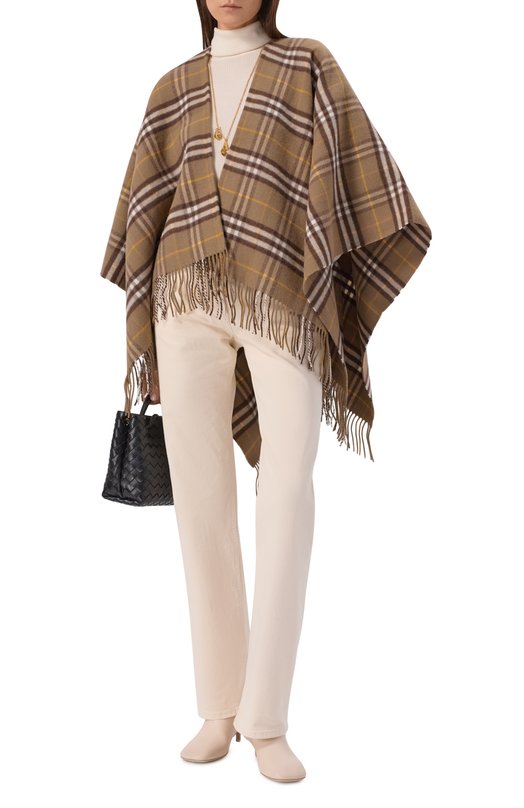 Пончо из шерсти и кашемира Burberry 8112996 Коричневый  8112996 Фото 2