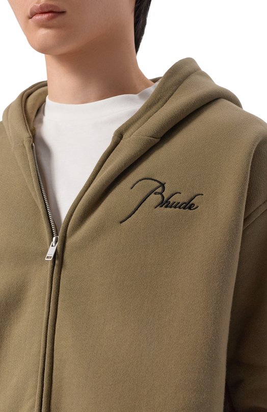 Хлопковая толстовка Rhude RHPS26H009012 Хаки  RHPS26H009012 Фото 5
