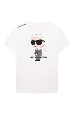 Детская хлопковая футболка KARL LAGERFELD KIDS белого цвета, арт. Z30054 | Фото 2 (Рукава: Короткие; Материал сплава: Проставлено; Материал внешний: Хлопок; Мальчики Кросс-КТ: Футболка-одежда; Драгоценные камни: Проставлено; Ростовка одежда: 16 лет | 164 см, 7 лет | 122 см, 9 лет | 134 см, 13 - 15 лет | 158 см, 12 лет | 152 см)