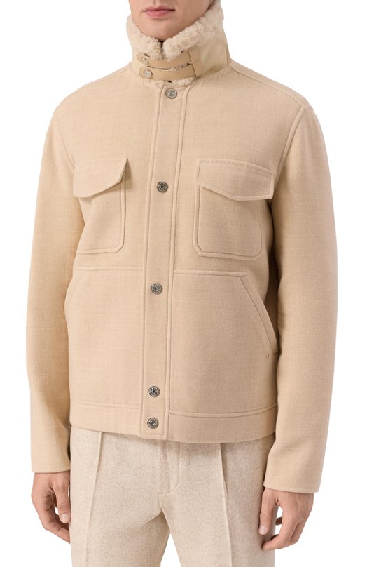 Шерстяная куртка Stefano Ricci M7J5300040/W0001P/62 Бежевый  M7J5300040/W0001P/62 Фото 3