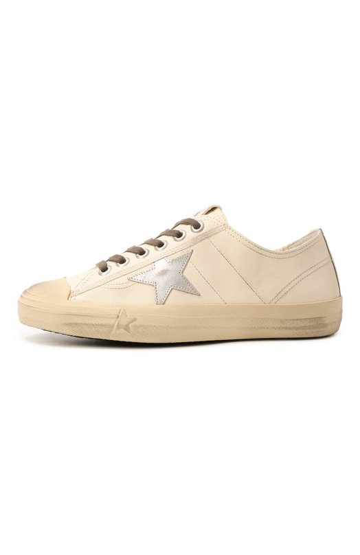 Кожаные кеды V-Star Golden Goose Deluxe Brand GWF00129.F006650 Кремовый  GWF00129.F006650 Фото 4
