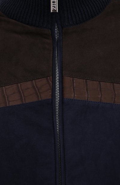 Кашемировый кардиган с отделкой из кожи аллигатора ZILLI, арт. MBU-BL255-LUXU1/ML01/AMIS, фото 5