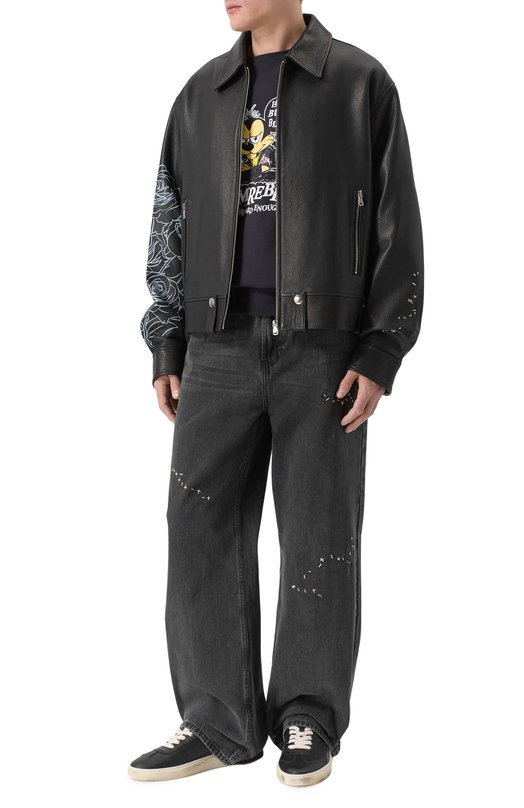 Кожаная куртка DOMREBEL M R0SES/LEATHER BL0US0N Чёрный  M R0SES/LEATHER BL0US0N Фото 2