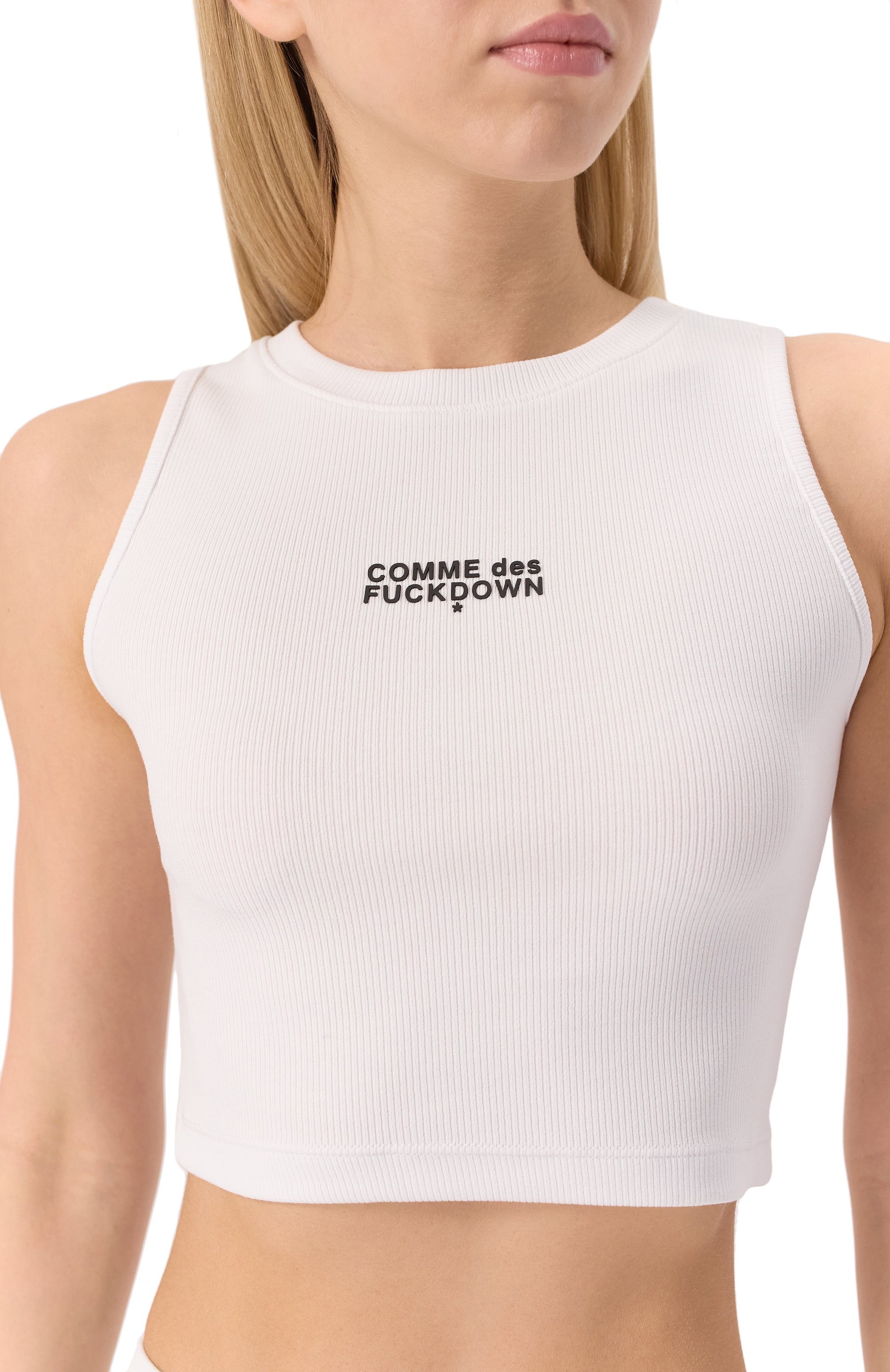 Хлопковый топ COMME DES FUCKDOWN белого цвета по цене 5950 руб., арт. CFABW01240, фото 5 Хлопковый топ COMME DES FUCKDOWN, арт. CFABW01240, фото 5