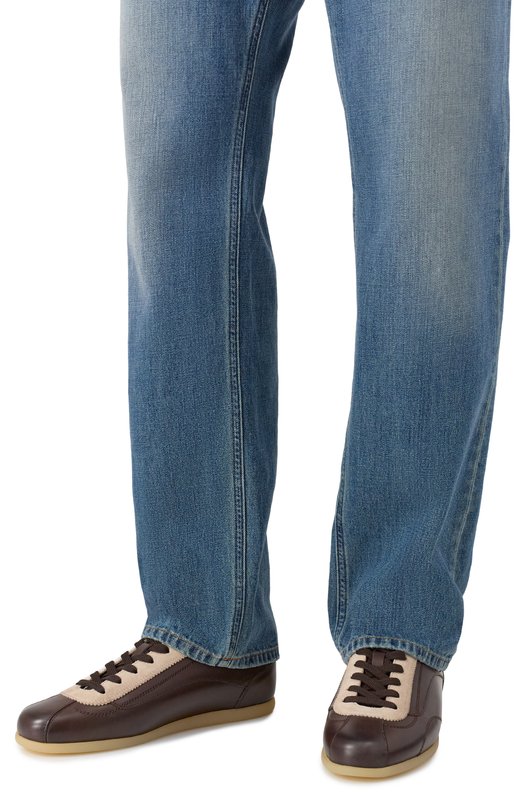 Кожаные кеды Brunello Cucinelli MZUVRSD337 Коричневый  MZUVRSD337 Фото 3