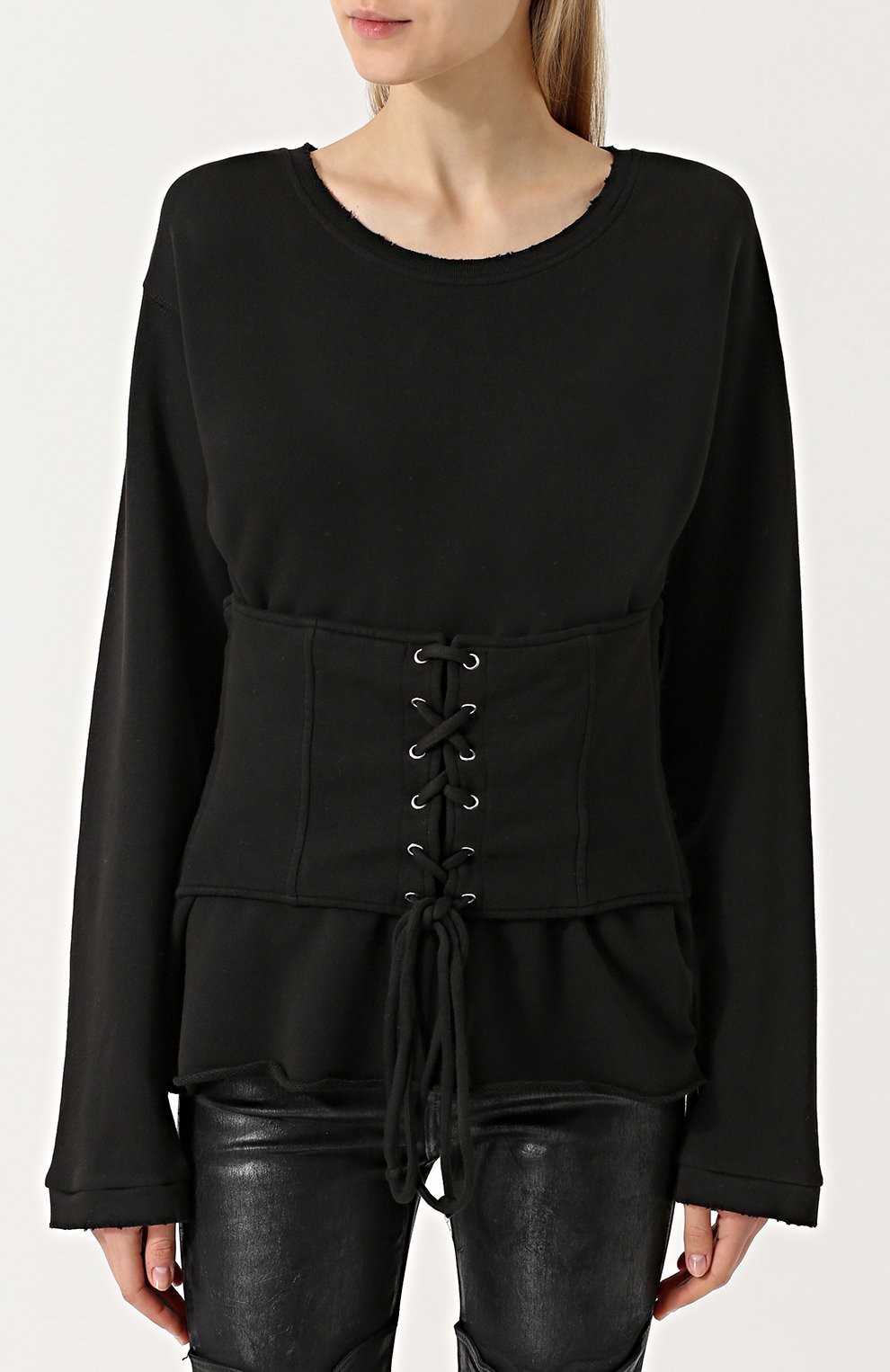 Хлопковый пуловер с круглым вырезом и шнуровкой RTA, арт. WF7KS-828N0IR, фото 3