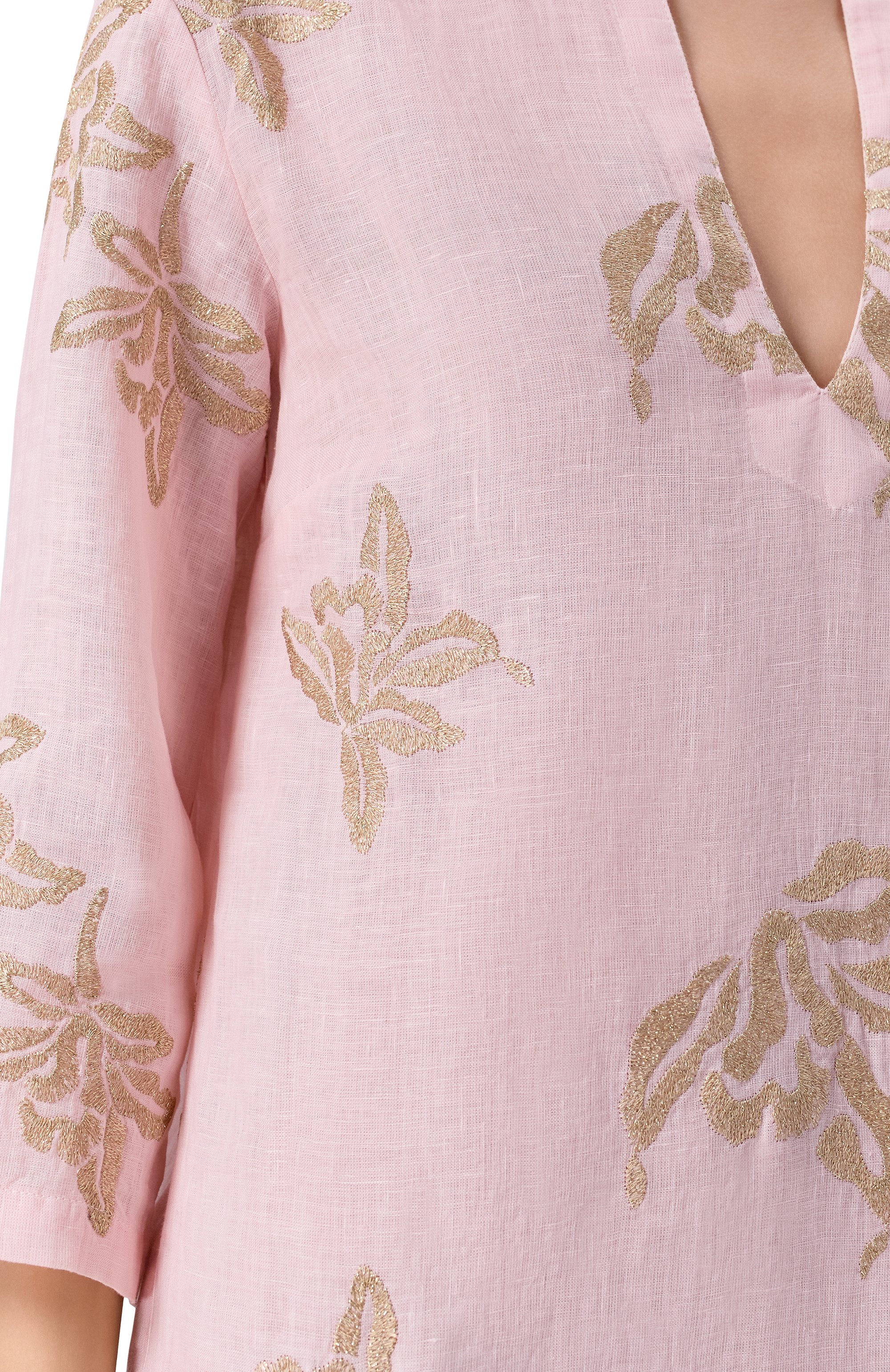 Льняное платье 120% LINO розового цвета по цене 56750 руб., арт. 33ALIW4PL4/000G485, фото 4 Льняное платье 120% LINO, арт. 33ALIW4PL4/000G485, фото 4