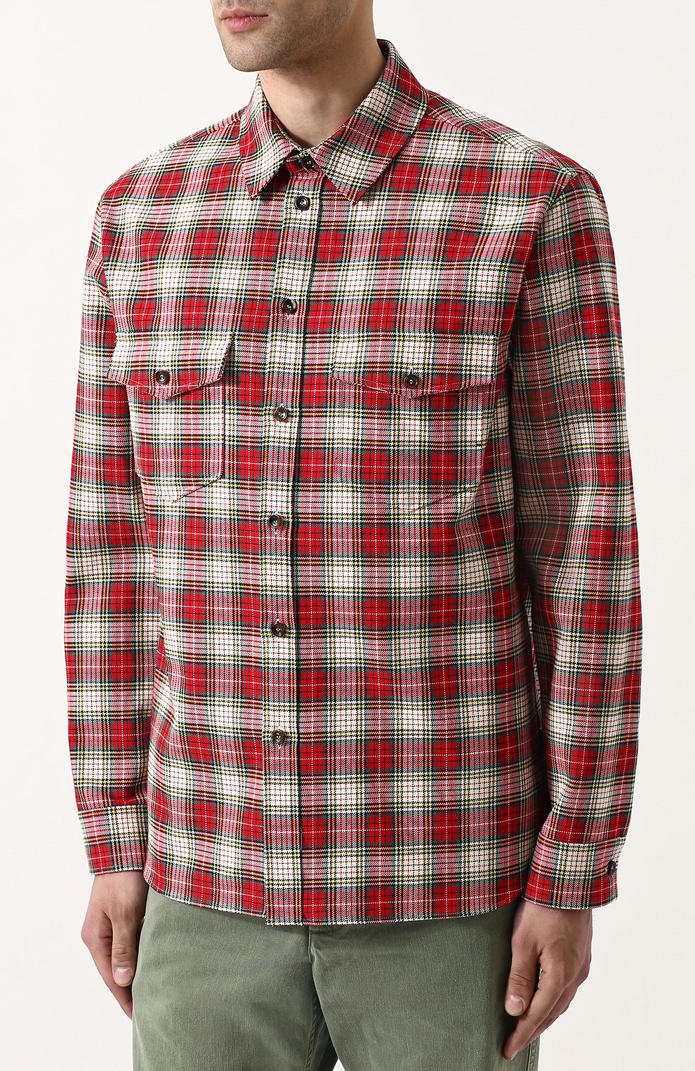 Хлопковая рубашка в клетку с аппликацией на спине GUCCI, арт. 501115/Z345G, фото 3