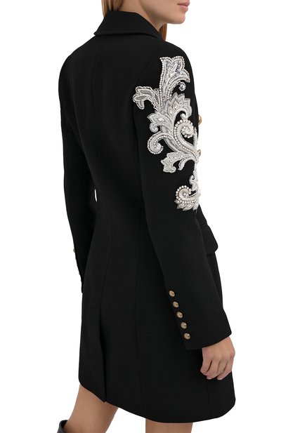 Шерстяное пальто BALMAIN черного цвета по цене 394000 руб., арт. UF19572/P050, фото 4 Шерстяное пальто BALMAIN, арт. UF19572/P050, фото 4