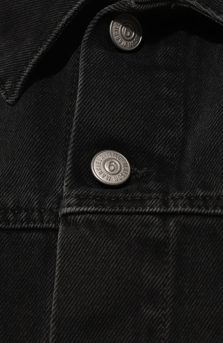 Женская джинсовая куртка MM6 черного цвета, арт. S52AM0285/S30743 | Фото 5 (Кросс-КТ: Куртка, Деним; Рукава: Длинные; Стили: Гранж; Материал сплава: Проставлено; Материал внешний: Хлопок, Деним; Драгоценные камни: Проставлено; Длина (верхняя одежда): Короткие)