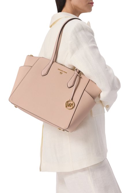 Женская сумка-тоут marilyn MICHAEL MICHAEL KORS светло-розового цвета, арт. 30S2G6AT2L | Фото 2 (Размер: medium; Материал сплава: Проставлено; Драгоценные камни: Проставлено; Материал: Натуральная кожа)