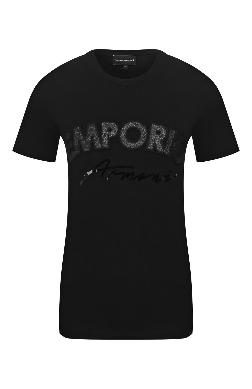 Хлопковая футболка EMPORIO ARMANI черного цвета по цене 12200 руб., арт. 6G2T6D/2JQAZ, фото 1 Хлопковая футболка EMPORIO ARMANI, арт. 6G2T6D/2JQAZ, фото 1