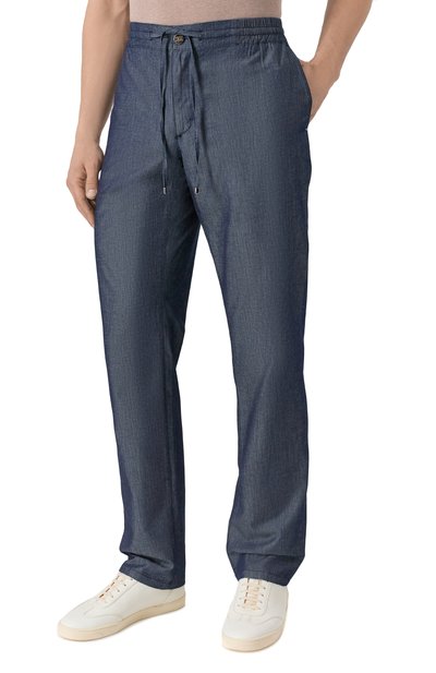 Брюки из шелка и хлопка ZILLI темно-синего цвета по цене 138500 руб., арт. CP201BM0425VZL000, фото 3 Брюки из шелка и хлопка ZILLI, арт. CP201BM0425VZL000, фото 3