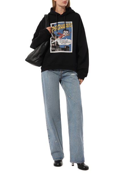 Хлопковое худи DSQUARED2 черного цвета по цене 42350 руб., арт. S75GU0522/S25551, фото 2 Хлопковое худи DSQUARED2, арт. S75GU0522/S25551, фото 2