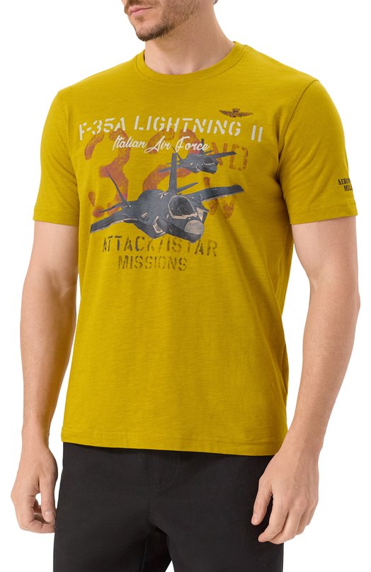 Хлопковая футболка Aeronautica Militare TS2472UJ00708 Жёлтый  TS2472UJ00708 Фото 3