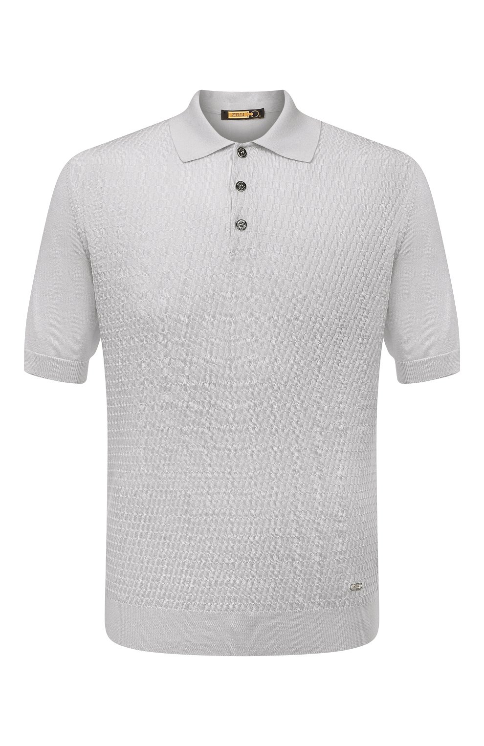 Поло из хлопка и шелка ZILLI светло-серого цвета по цене 121000 руб., арт. MBZ-PB238-ALL01/MC01, фото 1 Поло из хлопка и шелка ZILLI, арт. MBZ-PB238-ALL01/MC01, фото 1