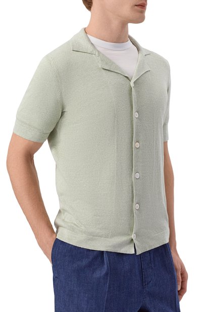 Рубашка изо льна и хлопка GRAN SASSO светло-зеленого цвета по цене 30850 руб., арт. 57184/18637, фото 3 Рубашка изо льна и хлопка GRAN SASSO, арт. 57184/18637, фото 3