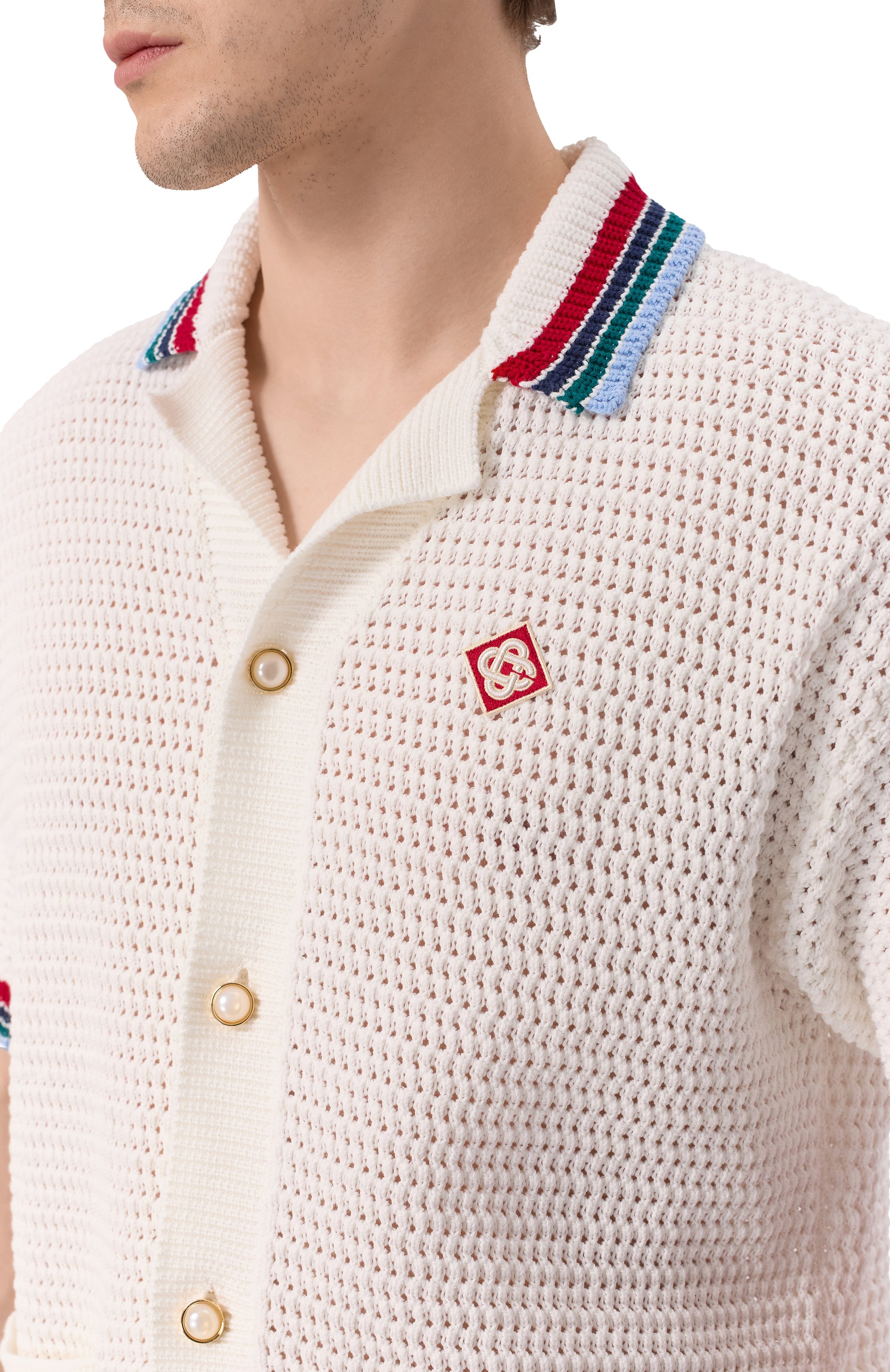 Хлопковая рубашка CASABLANCA белого цвета по цене 64850 руб., арт. MS25KW92001, фото 5 Хлопковая рубашка CASABLANCA, арт. MS25KW92001, фото 5