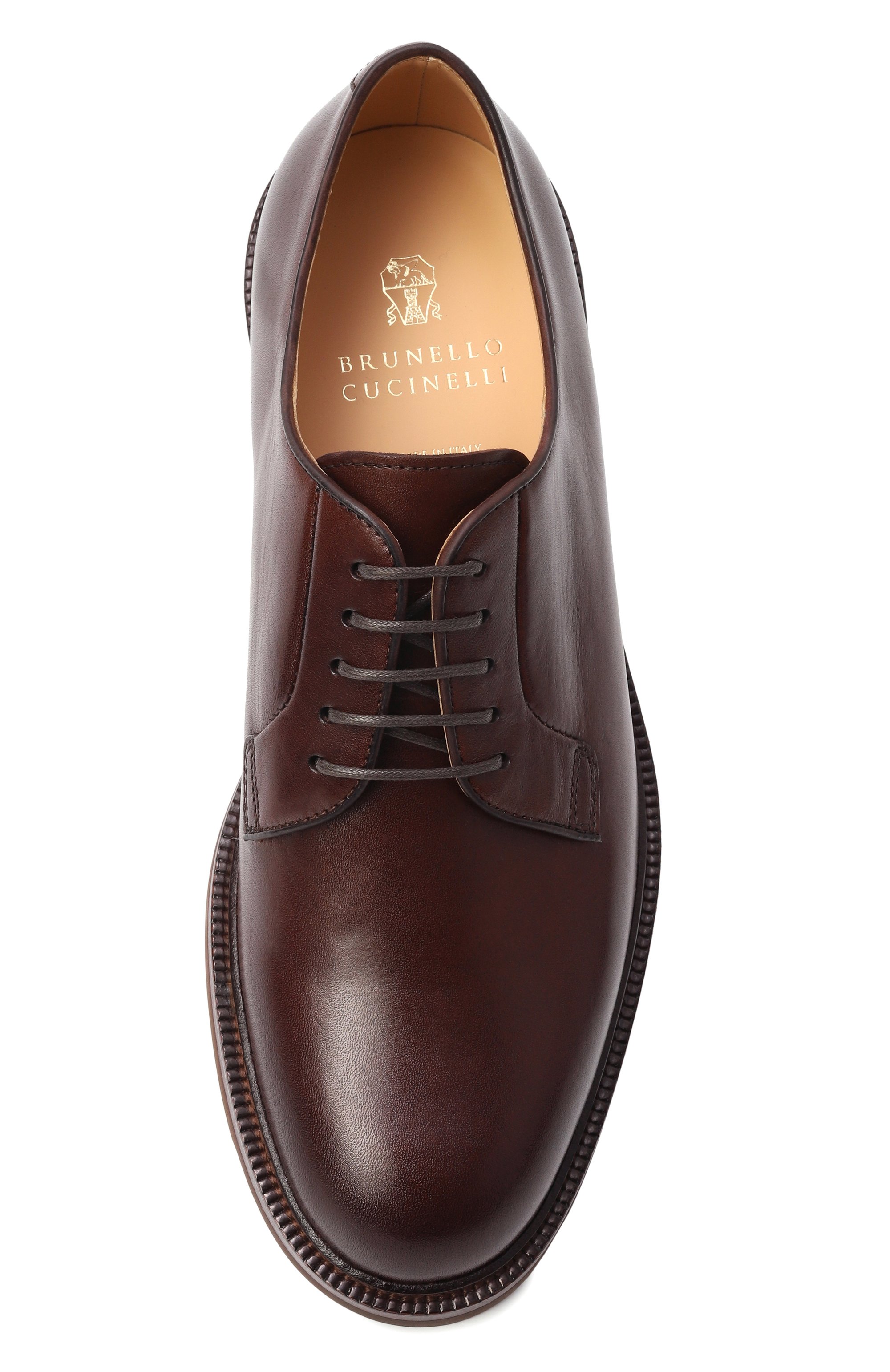 Кожаные дерби BRUNELLO CUCINELLI темно-коричневого цвета по цене 151000 руб., арт. MZUEBXX810, фото 6 Кожаные дерби BRUNELLO CUCINELLI, арт. MZUEBXX810, фото 6